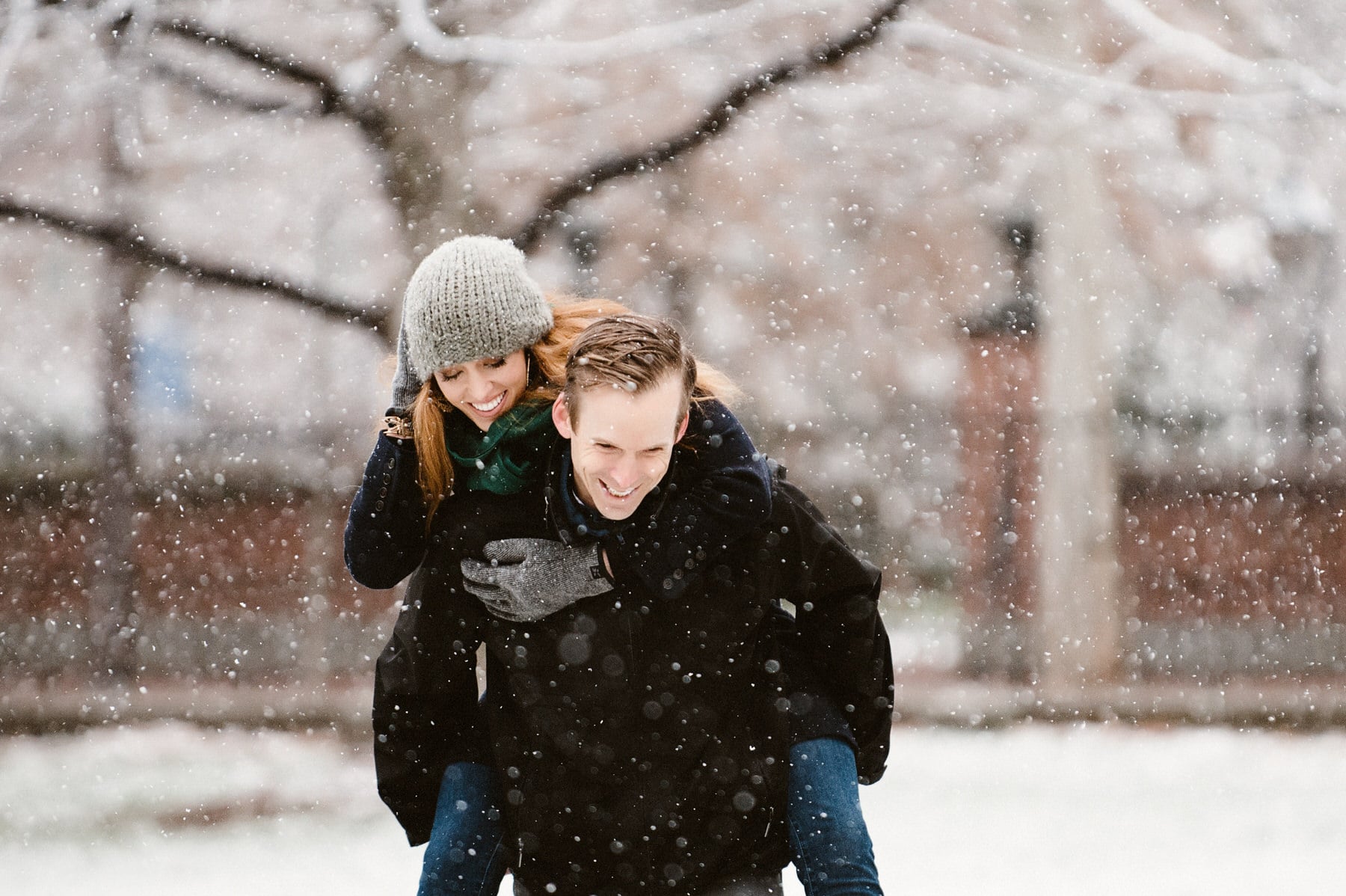 Fun Engagement photos in snow