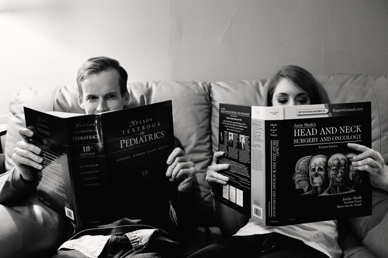Philadelphia engagement session photo behind books